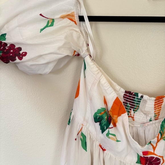 Urban Outfitters | Off Shoulder White Fruit Dress | Size M - Picture 3 of 16